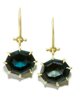 Blue London Topaz Hinge Earrings (10.12C) in 14K Gold #3476-Earrings-Gretchen Ventura