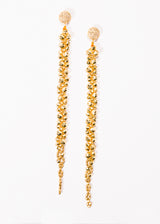 Gold Plated Pyrite Macrame Earrings on Rose Cut & Diamond Post (5" or 5.5") #3404-Earrings-Gretchen Ventura