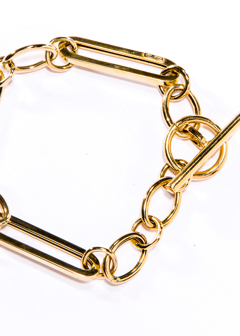 14K Gold H Link + Toggle & Clasp Bracelet-Bracelets-Gretchen Ventura