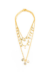 14K Gold Vermeil Triple Rose Cut Drop On Link Chain W/ Diamond (.73C) Clasp Necklace (16"-18") #9547-Necklaces-Gretchen Ventura