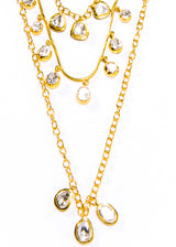 14K Gold Vermeil Triple Rose Cut Drop On Link Chain W/ Diamond (.73C) Clasp Necklace (16"-18") #9547-Necklaces-Gretchen Ventura