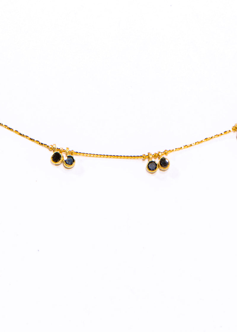 18K Gold (6.05g) Chain W/ Black Diamond (2.26C) Drops (15") #9585-Necklaces-Gretchen Ventura