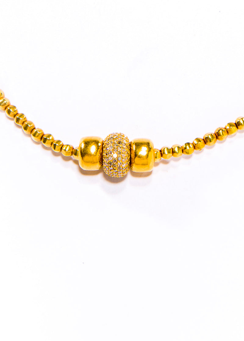 18K Gold Beads & Diamond Wheel Necklace (18") #9566-Necklaces-Gretchen Ventura