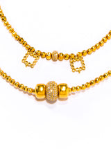 18K Gold Beads, Champagne Diamond Drops & 14K Gold Donut Necklace #9579-Necklaces-Gretchen Ventura
