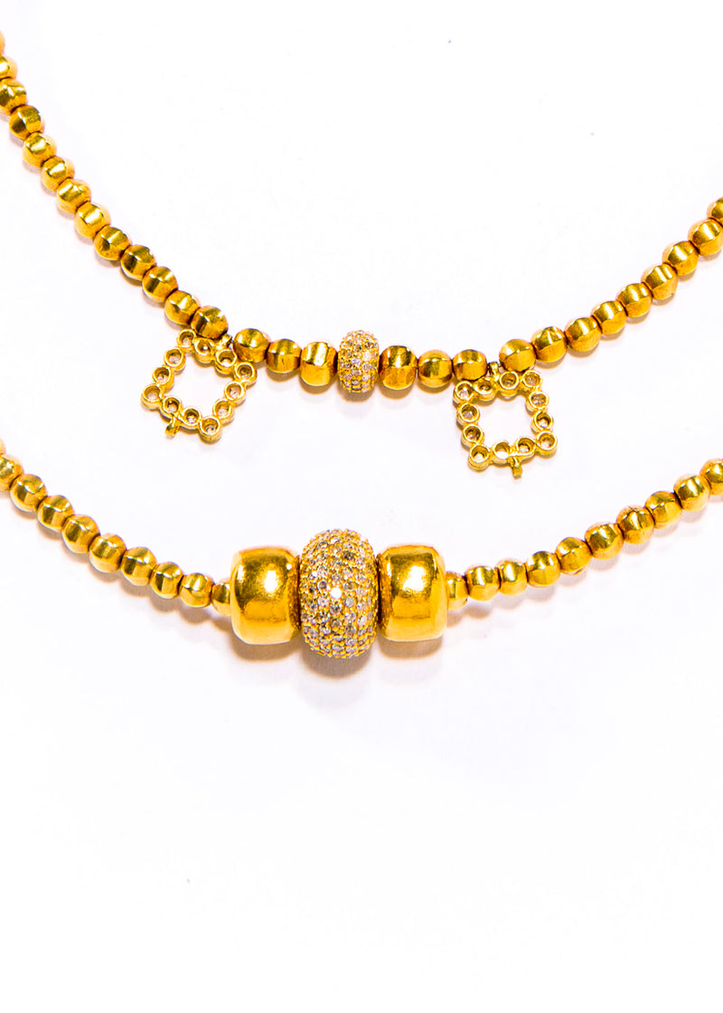 18K Gold Beads & Diamond Wheel Necklace (18") #9566-Necklaces-Gretchen Ventura