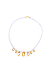 Faceted Chalcedony Heishi Beads W/ 18K Gold & Champagne Diamond Necklace (18") #9568-Necklaces-Gretchen Ventura