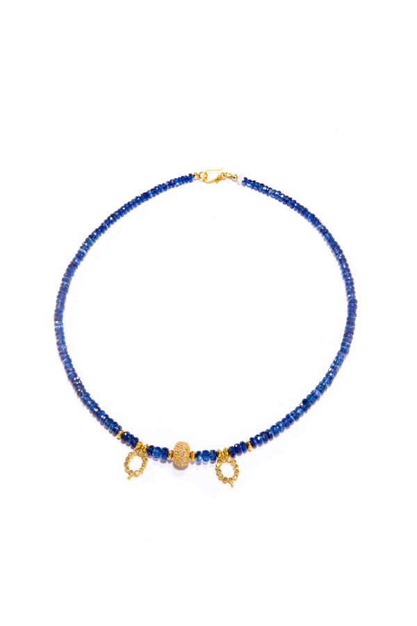 Faceted Kyanite Heishi Beads Necklace (16") #9571-Necklaces-Gretchen Ventura