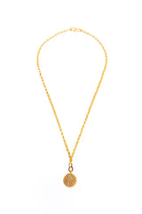 18K Gold & Rose Cut Champagne Diamond Pendant on 18K Gold Handmade Link Chain & Diamond Clasp (18" + .75") #9559-Necklaces-Gretchen Ventura
