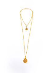 18K Gold & Rose Cut Champagne Diamond Pendant on 18K Gold Handmade Link Chain & Diamond Clasp (18" + .75") #9559-Necklaces-Gretchen Ventura