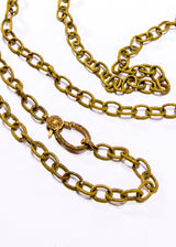 Textured Brass Link Chain W/ Diamond Clasp (96") #7680-Chain-Gretchen Ventura
