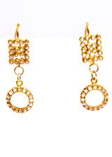 18K Gold & Rose Cut Double Diamond Drops Earrings (1.25") #3541-Earrings-Gretchen Ventura