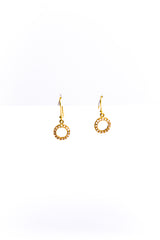 18K Gold & Rose Cut Single Diamond Drops Earrings (1.13'') #3542-Earrings-Gretchen Ventura