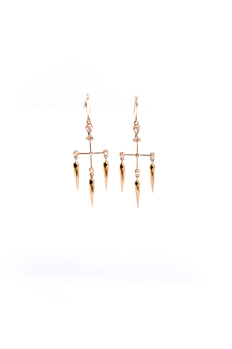 14K Gold (5.9g) & Diamond (.41C) Triple Tear Drop Earrings #3546-Earrings-Gretchen Ventura