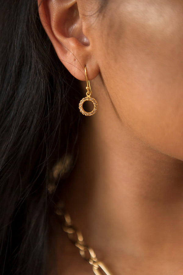 18K Gold & Rose Cut Single Diamond Drops Earrings (1.13'') #3542-Earrings-Gretchen Ventura