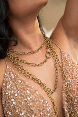 Textured Brass Link Chain W/ Diamond Clasp (96") #7680-Chain-Gretchen Ventura
