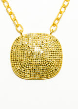 Medium Pave Diamond Plate in Gold Plate over Sterling Chain #9399-Necklaces-Gretchen Ventura