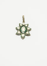 Rose Cut Diamond & Green or Black Enamel on Sterling Silver Pendant #7191-Neck Pendant-Gretchen Ventura