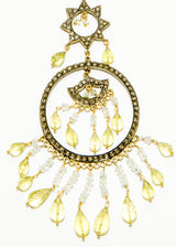 Diamond, Lemon Topaz, Blue Topaz in 14K Gold & Silver w/ Faceted Green Amethyst Rosary Chain #9329-Necklaces-Gretchen Ventura