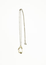 Diamond (1.02 C) & Tahitian Baroque Pearl Pendant in Silver W/ Sterling Curb Chain (16"+1.5")-Necklaces-Gretchen Ventura