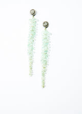Faceted Beryl & Aqua Marine Macrame Drop Earring w/ 14K Gold Rose cut & Diamond Posts #3481-Earrings-Gretchen Ventura