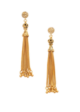 24K Gold Plate over Sterling Tassel Earrings on GP Diamond Posts-Earrings-Gretchen Ventura