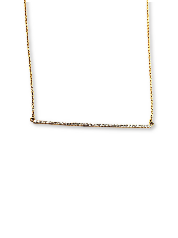 Gold (2.24g) & Diamond (.23C) Bar & Gold Chain Necklace #9609-Necklaces-Gretchen Ventura