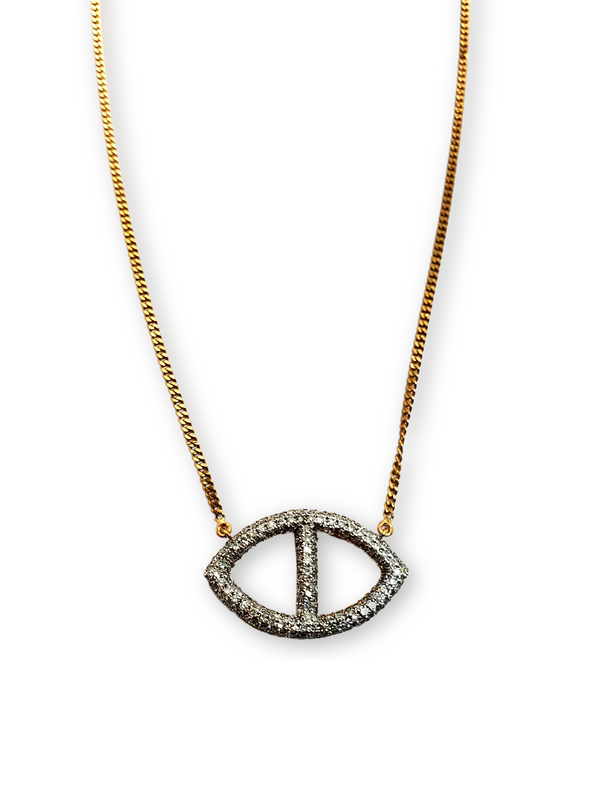 14K Gold (5.4g) W/ Brilliant Diamond (.84C) Mini Rockstar Necklace (15”-17”) #9606-Necklaces-Gretchen Ventura