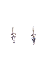 18 K White Gold & Brilliant cut Diamond & Faceted Topaz Dagger Drops (15 mm, Gold Wgt. 2.01g, D- 0.23C) #3499-Earrings-Gretchen Ventura