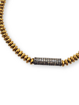 Faceted Hematite Heishi Bead W/ SS Diamond Bar Bracelet #4240-Bracelets-Gretchen Ventura