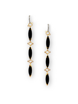 18 K Yellow Gold (5.88g g) & Brilliant cut Diamond (0.15 ct.) & Faceted Black Spinel (11.32 ct.) Marquise Drops #3562-Earrings-Gretchen Ventura