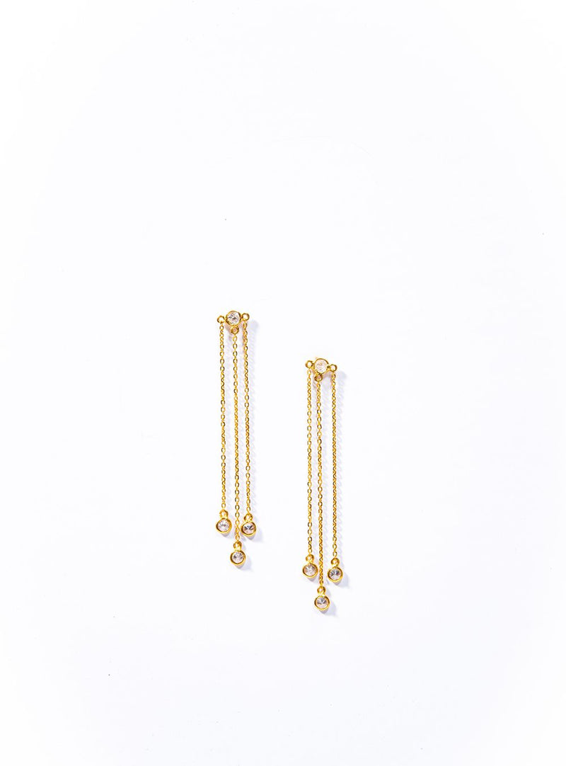 14K Gold and Diamond Fringe Earrings (2") #3494-Earrings-Gretchen Ventura