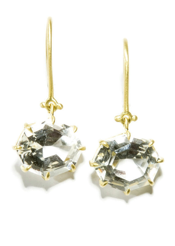 White Topaz Hinge Earrings in 14K Gold #3477-Earrings-Gretchen Ventura