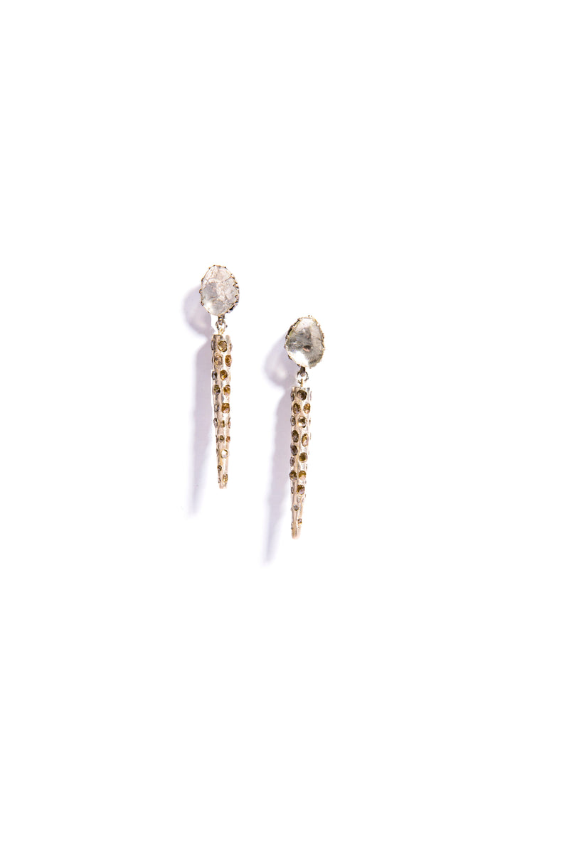 360 Degree Raw Diamond Spike Earring (1.8") #3501-Earrings-Gretchen Ventura