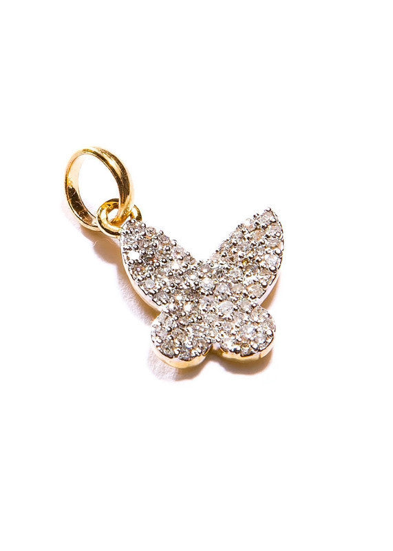 14K White or Yellow Gold & Diamond Butterfly Pendant (0.5") #7222-Neck Pendant-Gretchen Ventura