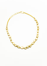 Rose Cut Diamonds (4.15C) in 24K Gold(23.73g)W/ 18K Gold Enamel Back Choker #9381-Necklaces-Gretchen Ventura