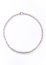 Matte Sterling Silver Link Chain w/ Pave Diamond Clasp 24" #9462-Chain-Gretchen Ventura