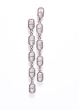 Diamond Pave Sterling "H" 5 Link Chain earring (4") #3484-Earrings-Gretchen Ventura