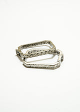 Rose Cut Diamond in Sterling Silver Rectangle Cuff #2854-Bracelets-Gretchen Ventura