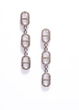 Diamond Pave Sterling "H" 3 Link Chain earring (2.5") #3485-Earrings-Gretchen Ventura
