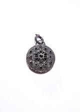 Faceted & Pave Black Spinel on oxidized Sterling Silver Pendant (2") #7211-Neck Pendant-Gretchen Ventura