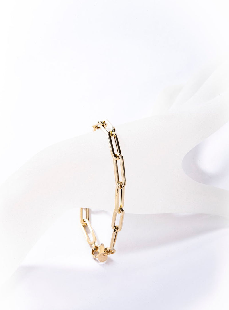 14 K Gold Paper Clip Bracelet #2887-Bracelets-Gretchen Ventura