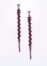 Faceted Garnet Beads on Diamond Post (5.5")-Earrings-Gretchen Ventura