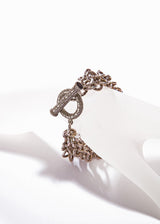 Blackened Hand Hammered Silver Bracelet w/ Pave Diamond Toggle #2849-Bracelets-Gretchen Ventura