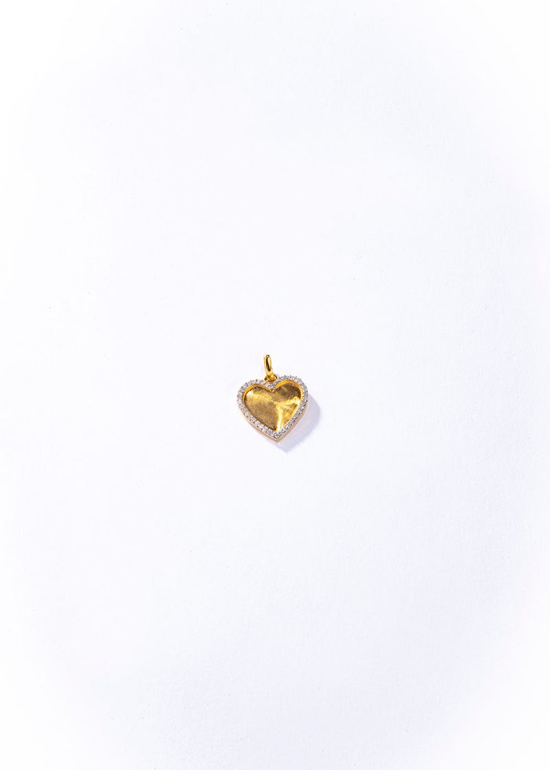 18K Matte Gold and Diamond Heart Pendant #7234-Neck Pendant-Gretchen Ventura