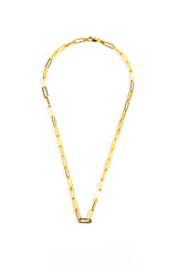 14K Solid Gold Paper Link Chain W/ Round Diamond Clasp (13.6g) (18") #7649-Chain-Gretchen Ventura