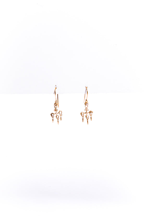14K Gold (1.3g) and Brilliant Diamond (.35C) Earrings on Wire #3540-Earrings-Gretchen Ventura