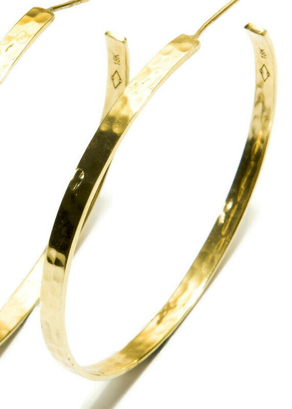 Hand Hammered 18K Gold 50 mm Hoop Earrings #3409-Earrings-Gretchen Ventura